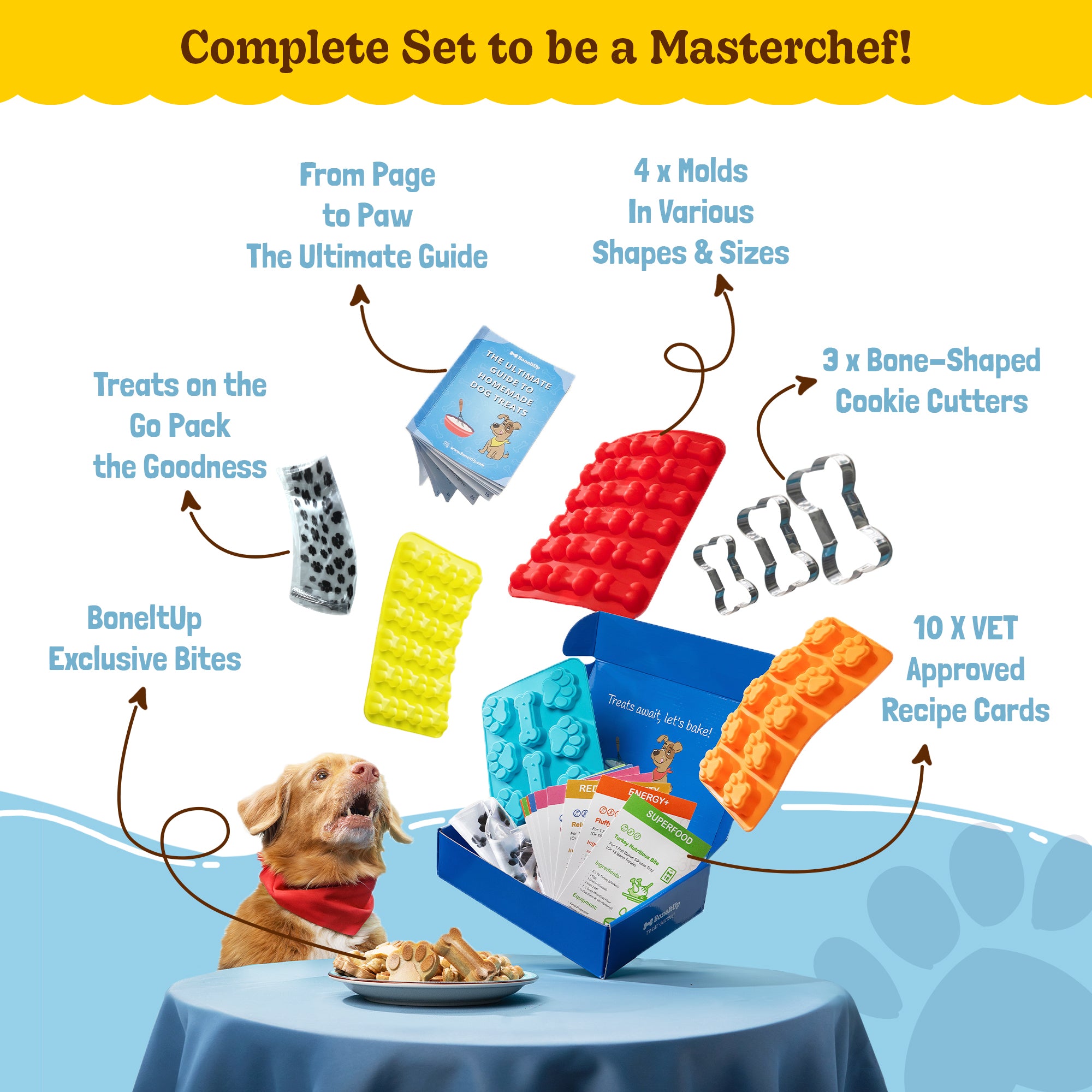 Personalized DIY Dog Treat Kit with Molds, Cutters, Recipes – Healthy Homemade Snacks for Pups & Pet Lovers